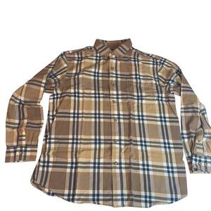 Ridgecut Men's Plaid Button-Up Shirt Brown‎ Long Sleeve Size L Casual